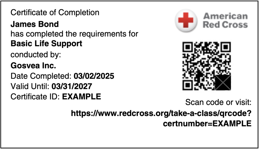BLS Certificate Sample